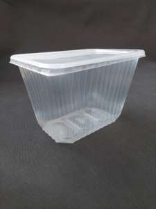 Контейнер 2000 мл низкий прямоугольный (186*132*122,2) с крышкой 1/100/500